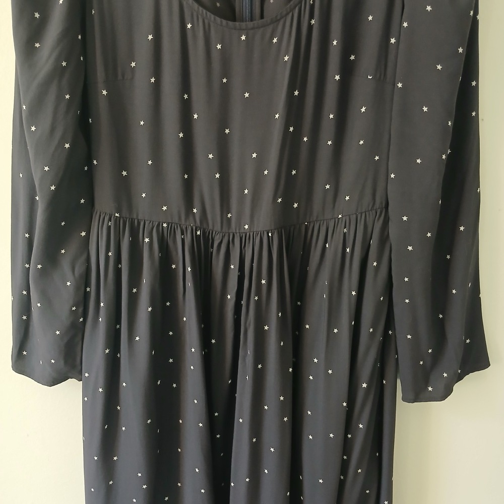 Madewell Women's Size 0 Alicia Long Sleeve Midi Dress in Night Stars Navy Pocket - Picture 4 of 16